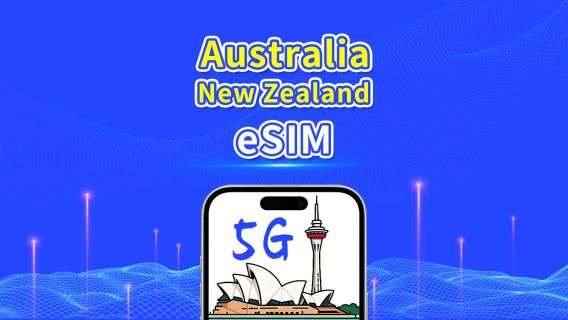 eSIM Australia + Nueva Zelanda | Datos de Alta Velocidad | 5G/4G | Paquete Diario/Datos | Día Calendario | 1-30 Días | Código QR