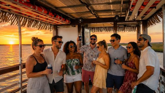 Tybee Island: Aventura en Barco Tiki al Atardecer