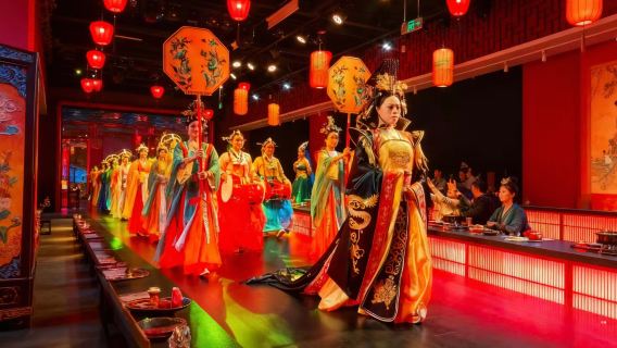 Gran Fusión de Luoyang · Banquete Yingtian (banquete temático inmersivo de estilo Tang + espectáculo de música y danza con espléndidos trajes + experiencia audiovisual de nivel imperial + delicias culinarias palaciegas)