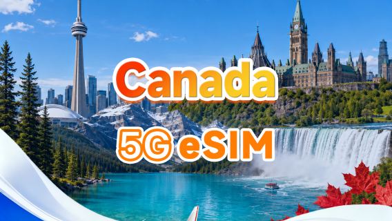 eSIM 5G Canada | Pacchetto dati | Totale 1GB-30GB | 3-30 giorni | 24 ore | Codice QR