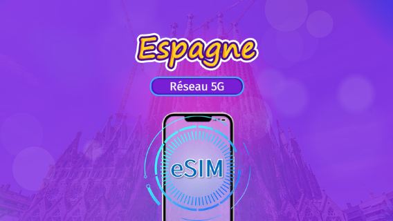 Espagne | eSIM 5G/4G | Forfait total | Facturation 24h | 7–30 jours | Code QR