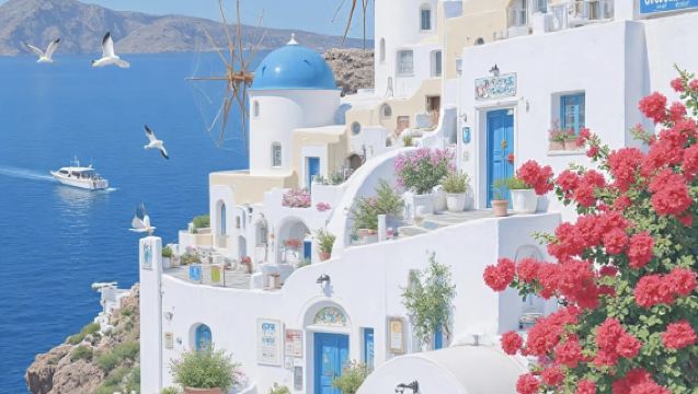 Yunani + Santorini: Bandar Fira + Lubang Berbentuk Hati + Tapak Bersejarah + Rumah Api Sewaan Peribadi dalam Bahasa Cina dengan Penyesuaian