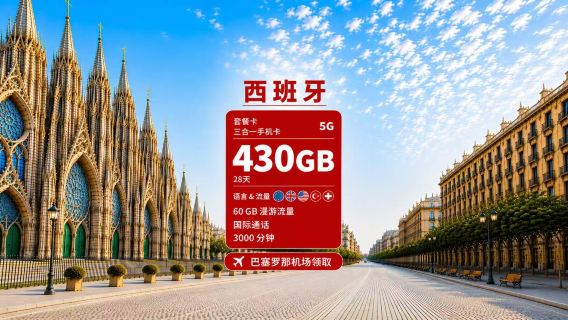 [西班牙] Vodafone|5G 電話卡|多種方案選擇|數據+通話|巴塞隆納機場 T1 和 T2 領取|歐盟漫遊
