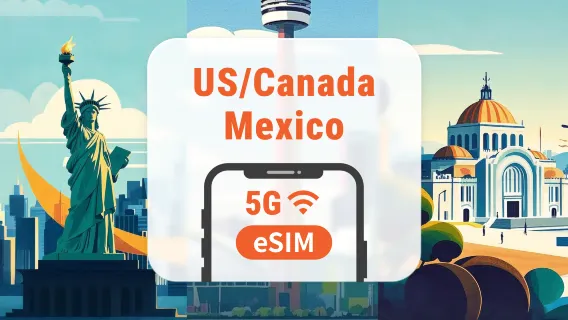 États-Unis · Canada · Mexique eSIM 5G | Hawaï inclus | 1 à 30 jours | QR code instantané