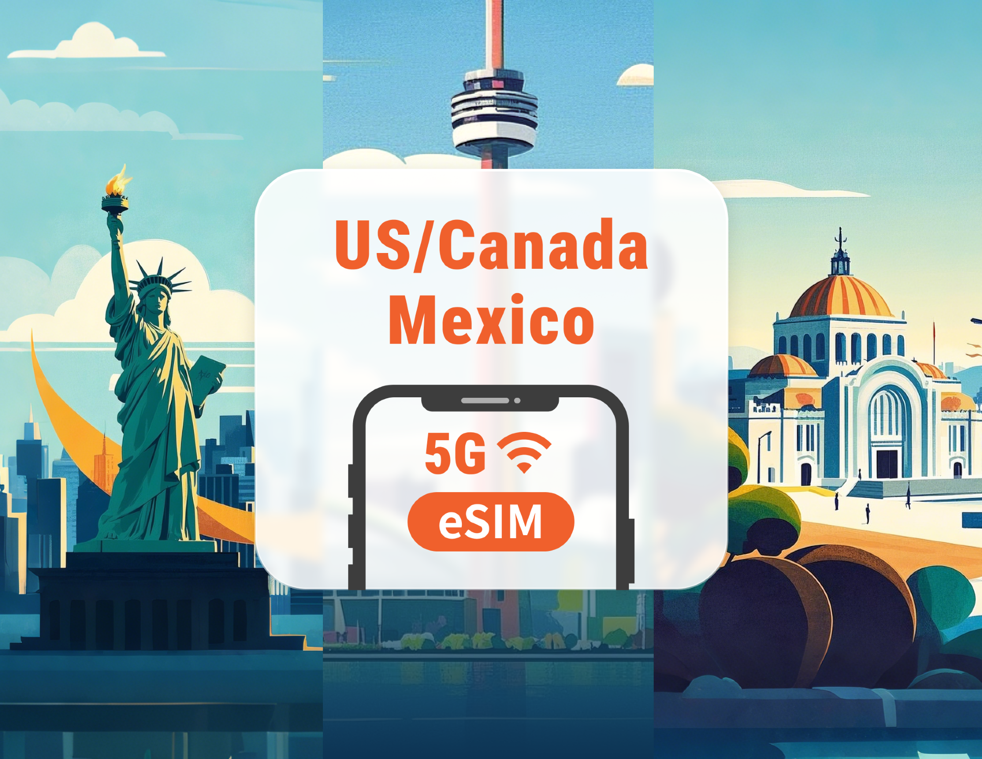 AS · Kanada · Meksiko 5G eSIM | Termasuk Hawaii | 1–30 Hari | Kode QR Instan