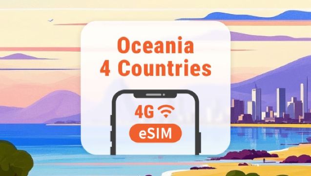 eSIM 4G dla czterech krajów Pacyfiku Południowego | Pakiet danych na 3-30 dni | Szybka aktywacja jednym kliknięciem | Brak konieczności oczekiwania na dostawę | Kod QR