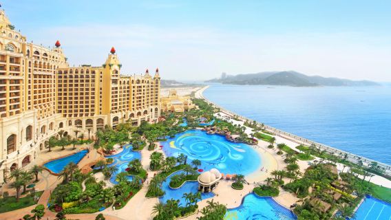 Hotel Hengqin Bay de Zhuhai Chimelong Paquete gastronómico con desayuno y cena para el Reino Marino/Espectáculo Chimelong/Parque de Naves Espaciales/Kaka Hu