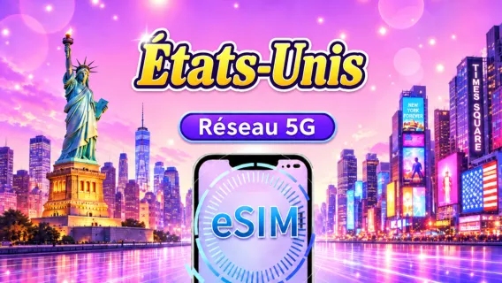 États-Unis 5G eSIM | Compatible avec les applications populaires telles que Tiktok & Google Maps | Forfait journalier/Forfait de données | 1-30 jours | Facturation par période de 24 heures | Code QR