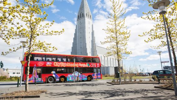 Reykjavik CitySightseeing landmark sightseeing bus (flexible tour + connecting popular stops + Nordic polar city)