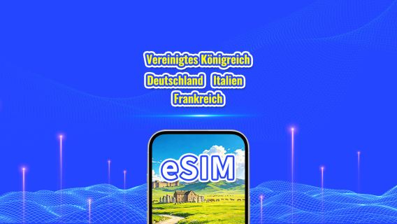 Vereinigtes Königreich/Frankreich/Deutschland/Italien eSIM | 5G/4G | Tagespaket/Datenpaket | 24-Stunden-Abrechnung | 1–30 Tage | QR-Code