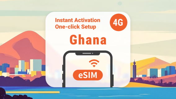 Ghana eSIM | Ondersteunt ChatGPT & TikTok | 1–30 dagen | Directe QR-code
