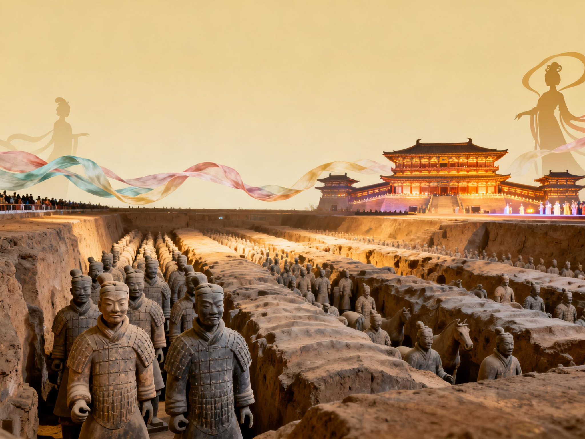 Paket tiket masuk Tembok Kota Xi'an, Pagoda Angsa Besar, pertunjukan "Legenda Abadi", dan rias kostum Hanfu