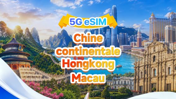eSIM Chine continentale, Hong Kong, Macao | Forfait journalier/Forfait total | 500 Mo/jour - 30 Go au total | 1 à 30 jours | QR code