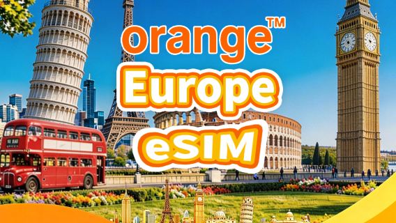 FRANKREICH ORANGE 4G/5G eSIM | GESAMT 20GB/50GB/100GB/200GB | Europäische Anrufe+SMS | QR-Code
