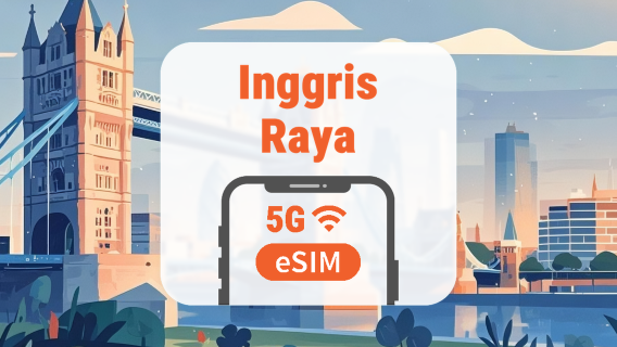 eSIM 5G Inggris | 3 Jaringan • All AI & TikTok | 1–30 Hari | QR Code