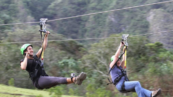 Zipline experience at Jurassic valley in Kualoa ranch, Honolulu, USA