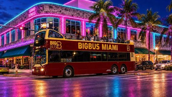 Miami: Open-top Bus Sightseeing Night Tour with Live Guide