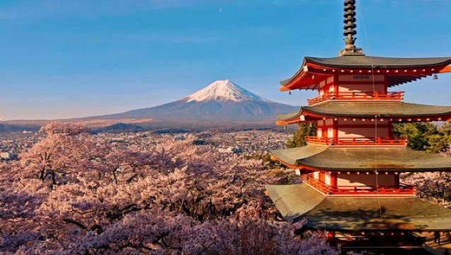 One-Day Tour of Mount Fuji: Arakurayama Sengen Park, Lake Kawaguchi & Gassho-style Village