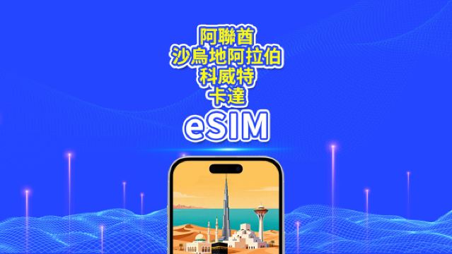 阿聯酋/沙烏地/科威特/卡達 5G eSIM | 日享/總流量包 | 1-30天 | 24小時計費 | QR碼