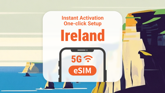 eSIM 5G Irlanda | Multi-rete | 1–30 giorni | QR istantaneo
