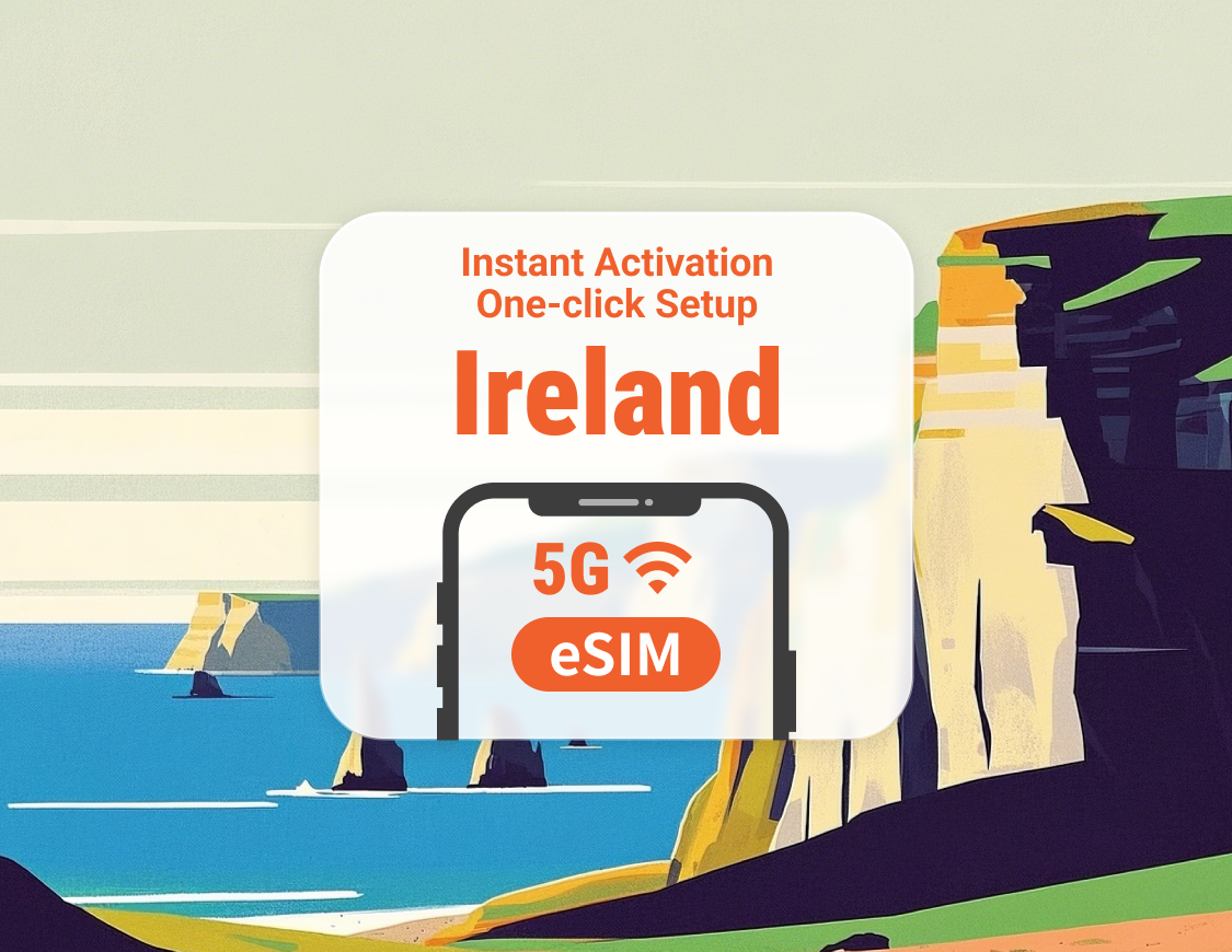 Irland 5G eSIM | Mehrere Netzwerke | 1–30 Tage | Sofortiger QR-Code