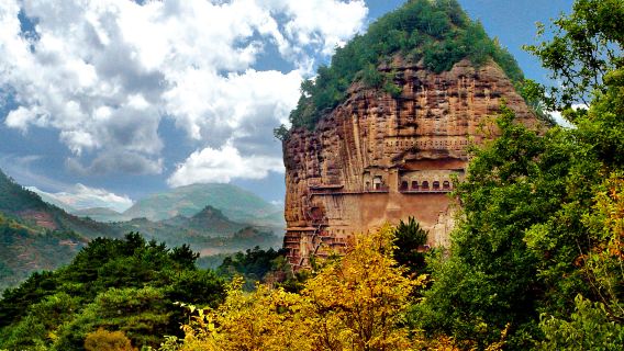 麥積山石窟+仙人崖/導遊登窟耳麥講解/上門接駁