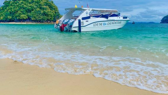 クラビースピードボートでパケット島+ラティ島+ホン島三日月湾シュノーケリングワンデーツアー【ガイド+ランチ付き】