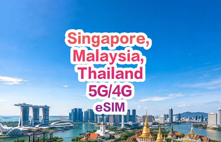 [Cingapura, Malásia e Tailândia - 3 países cobertos] 4G/5G | eSIM de internet | 1-30 dias opcionais | Ativação imediata | Código QR