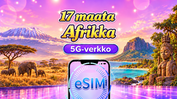17 Afrikan maata | 5G/4G eSIM | Tukee Google Maps/TikTok/ChatGPT | Päiväpaketti/datapaketti | 24 tunnin laskutus | 1–30 päivää | QR-koodi