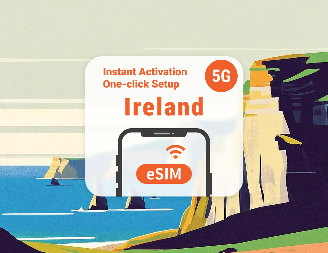 Ierland 5G eSIM | Meerdere netwerken | 1–30 dagen | Directe QR-code