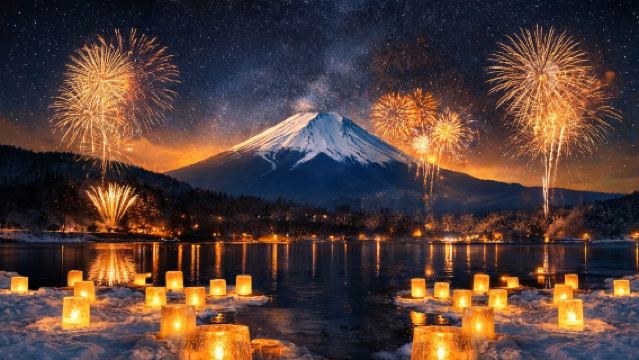 ทัวร์ 1 วัน ภูเขาไฟฟูจิ + งานเทศกาลดอกไม้ไฟทะเลสาบคาวากุจิ [ช่วงฤดูหนาวเท่านั้น: คืนดอกไม้ไฟที่ภูเขาไฟฟูจิ]