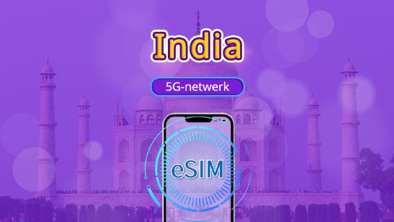India | 5G/4G eSIM | dagbundel/data bundel | afgerekend per kalenderdag | 1-30 dagen | QR-code