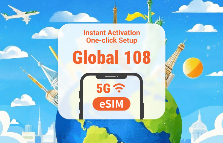 Global 108 Destinations 5G eSIM | One eSIM, Worldwide Coverage | 1–30 Days | Instant QR