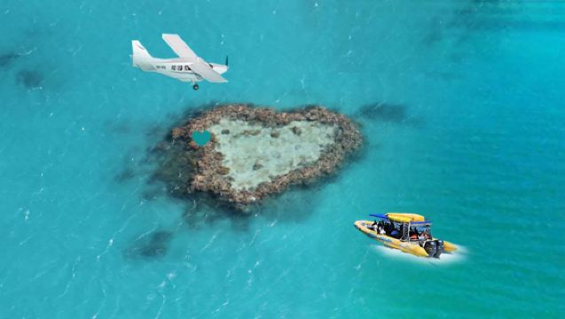 ホウィットサンデイ・アイランズ ホワイトヘブンビーチスピードボート＋ハートリーフフライト ワンデーツアー【南北ルート・オプションで食事付き】