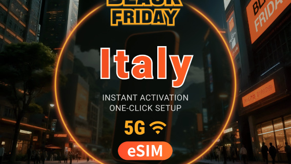 eSIM 5G de Italia | Cobertura de red dual | 1–30 días | Código QR instantáneo