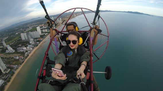 Pattaya Powered Paragliding/Powered Hang Glider/Glider Flight Experience [Powered Paragliding Sunrise and Sunset Views in Pattaya, Thailand]