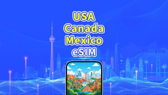 USA/Canada/Mexico eSIM | 5G/4G | Daglig pakke/data pakke | 24-timers fakturering | 1-30 dage | QR-kode
