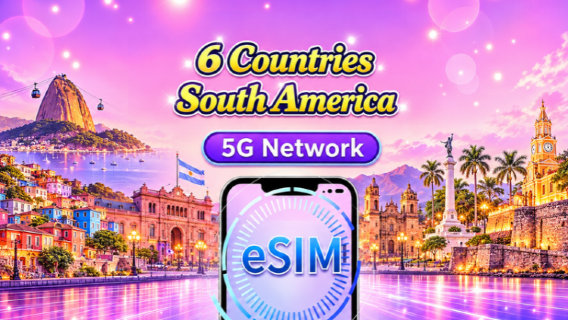 South America (6 countries) | 4G/5G eSIM | Daily Plan/Data Package | 24-hour Billing | 1-30 Days | QR code