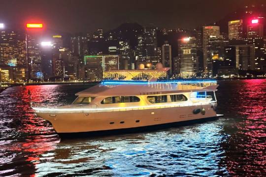 Hong Kong Luxury Yacht Reaching for the Stars Victoria Harbor Night Tour