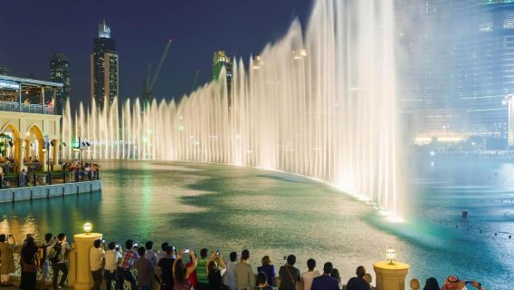 From Ras Al Khaimah Private Tour: Dubai by Night with Cruise & Fountains