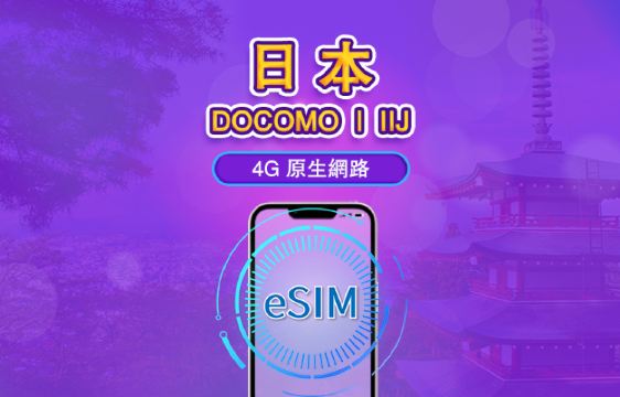 日本 | DOCOMO eSIM | 日用包/流量包 | 自然日計費 | 1-30 天 | QR code