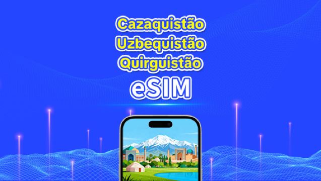 Cazaquistão+Uzbequistão+Quirguistão eSIM | 4G | Dados de alta velocidade | 24 horas | 1-30 dias | Código QR