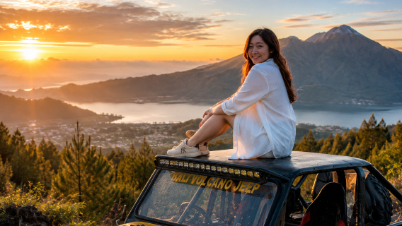 Bali Mount Batur Sunrise Jeep Adventure with Breakfast & Black Lava
