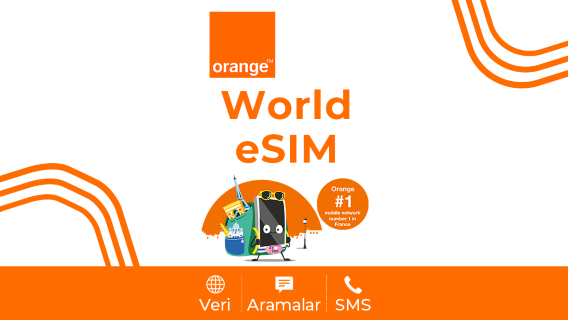 Orange Dünya eSIM | 4G/LTE | Arama+SMS | 31 Gün Toplam 50MB-20GB | Takvim Günü Ücretlendirme | QR Kodu