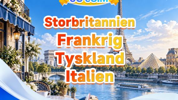Storbritannien Frankrig Tyskland Italien 5G eSIM | Flere netværk · understøtter All AI & TikTok | 500MB/dag - i alt 50GB | 1-30 dage | 24-timers fakturering | QR-kode
