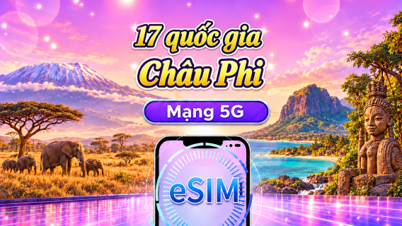 17 quốc gia châu Phi | eSIM 5G/4G | Hỗ trợ Google Maps, TikTok & ChatGPT | Gói dữ liệu theo ngày / Gói dữ liệu trọn gói | Tính phí theo chu kỳ 24 giờ | Thời hạn 1–30 ngày | Mã QR