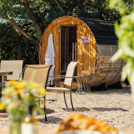 Hot Tub, Fire Pit and Barrel Sauna, and one left turn to worlds best skiing!