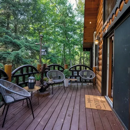 Private log cabin nestled at the base of a secluded wooded area Отели в г. Хайленд