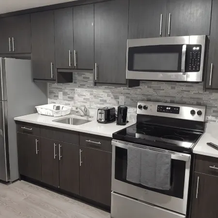 A cozy one bedroom suite located in the peaceful neighborhood of Evergreen.