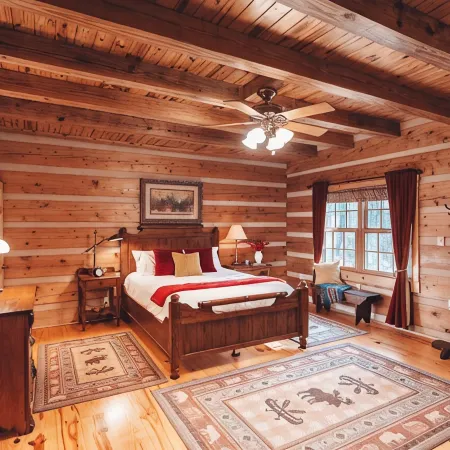 Modern luxury 4 Bedroom cabin with game room, hot tub, sauna and home theater